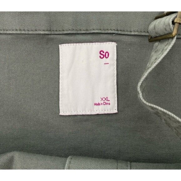 SO Juniors' Button Down Belted Constructed Dress Stretch Khaki Green Sz XXL Boho - Picture 4 of 11